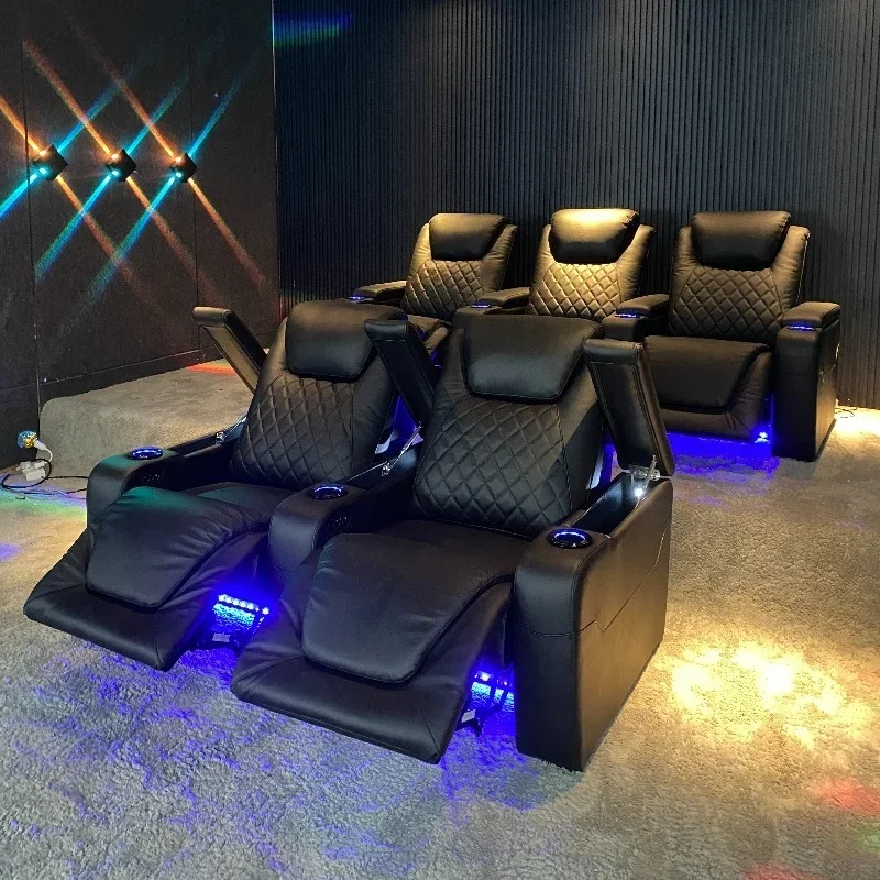 

For Adjustable Headrest Light Emitting Diode Indoor Furniture 3 + 2 Cinema Sofa