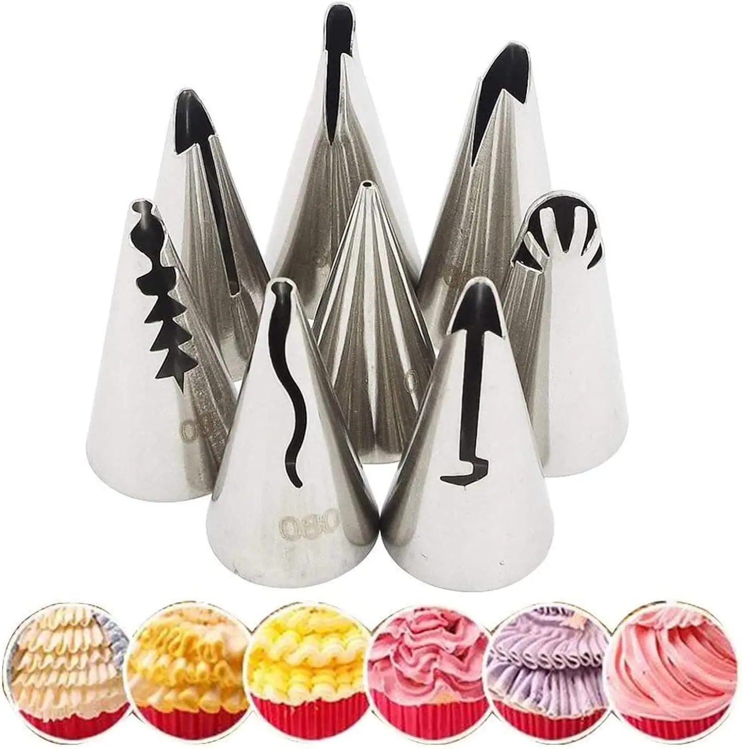 7Pcs Doll Skirt Cake Nozzles Stainless Steel Icing Piping DIY Pastry Tips Flower Mouth Cream Bakery Cupcake Decorating Tools