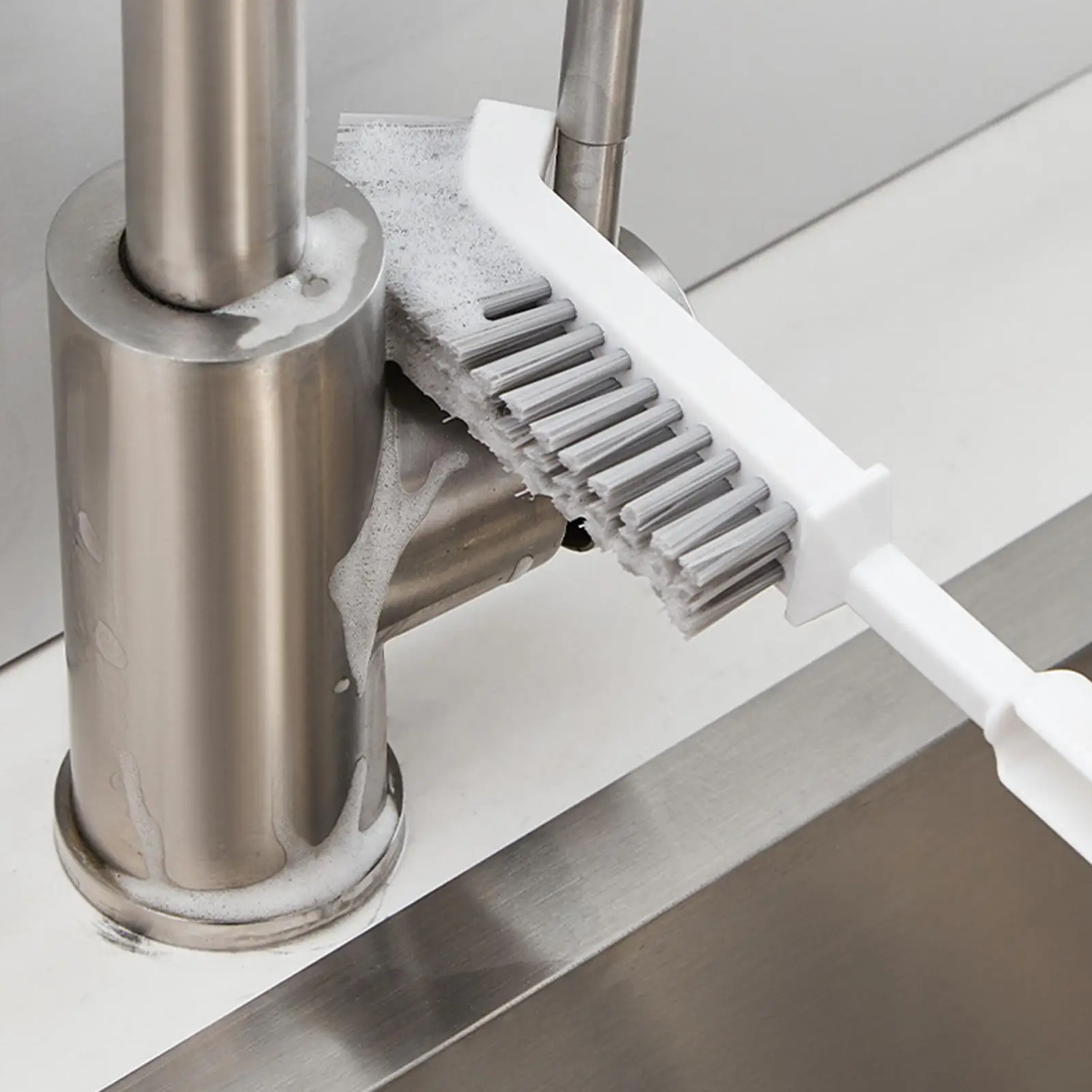 Sink Crevice Brush Right-Angle Juicer Cleaning Scrubber Brush Extendable Stiff-Bristle Brushes for Home Office Apartment