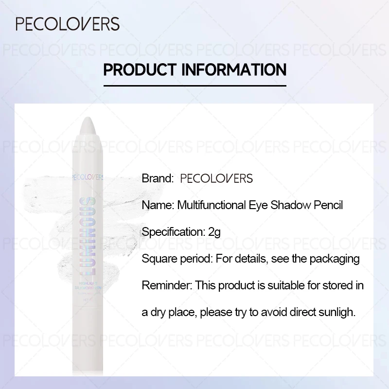 Sparkling Eye Highlighter, Long-lasting Brightening Eye Corner Eyeshadow Pen, Pearl  GlitterEyelid Under Crease Pen