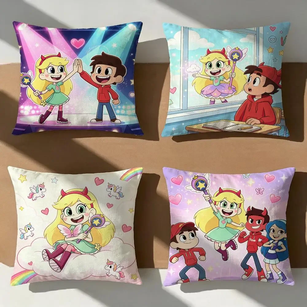 Star vs. the Forces of Evil Cushion Cover Pillow Cover Nordic Minimalist Throw Double Print Cushion Case for Sofa Bedroom Decor