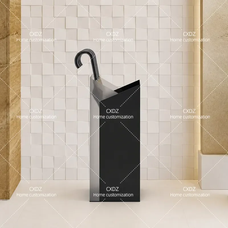 Stainless Steel Umbrella Bucket Storage Rack Creative Commercial Display Stand for Hotel Lobby Sample House Showroom Center