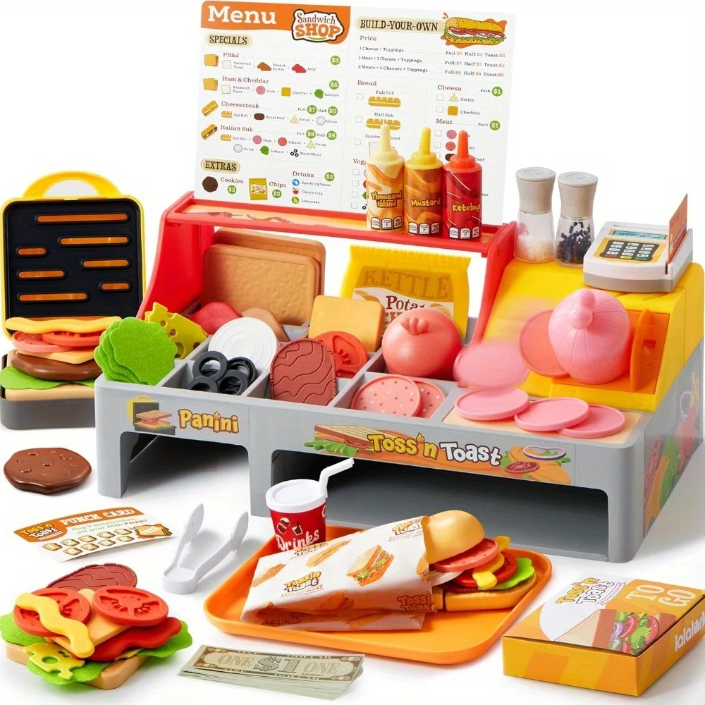 Joyfy Zabawki dla Maluchów Udawanie i Zabawa w Gotowanie Akcesoria do Zabawek Kuchennych Zabawka Opiekunka z Krajalnicą na Kanapki na Prezent Urodzinowy dla Dziewczynek