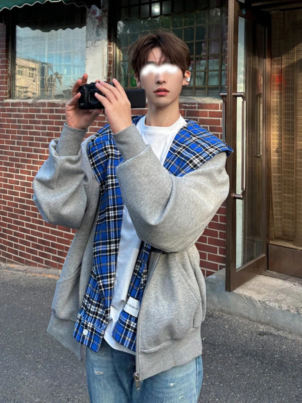 

ey Faux Two-Piece Hoodie Men's Autumn High-End Trendy Haome American Brand Heavyweight Open Cardigan Jaet