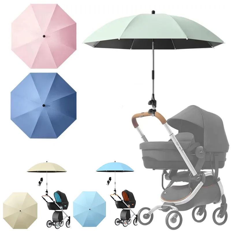 Umbrella For Stroller Foldable Trolley Shading Umbrella With Clamp Portable Travel Supplies Pushchair Attachment For Outdoor,1PC
