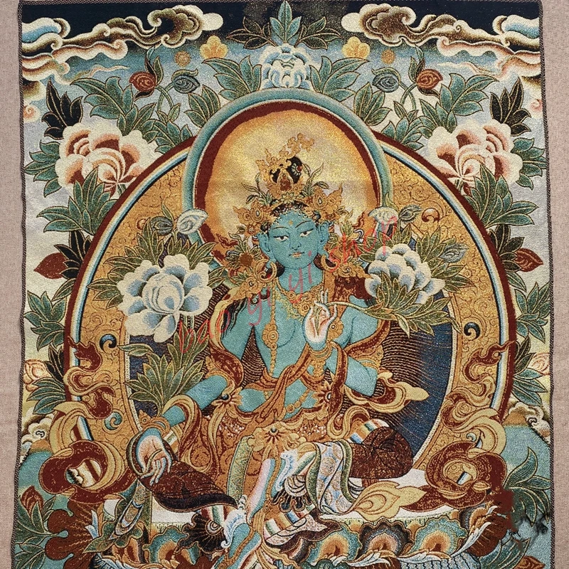 Religious Thangka decorative portraitsthe,green tara,Town house ward off evil spirits，mascot