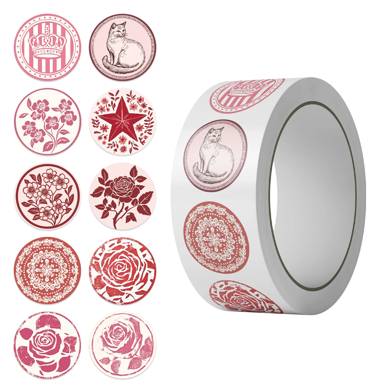 500 قطعة من ملصقات لفة الزهور الوردية الكرتونية - شارات PVC مقاومة للماء لحافظات الهاتف والكمبيوتر المحمول وتسجيل متجر YourLife #5