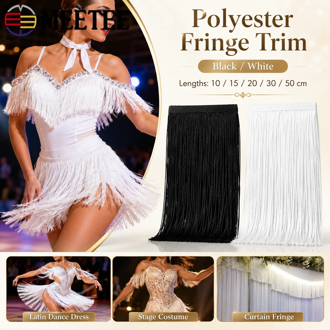 

2/5Yards 10-50cm Tassel Fringe Trim Polyester Sewing Long Fringes Lace for Dance Dress Curtain Decor Tassels DIY Craft Supplies