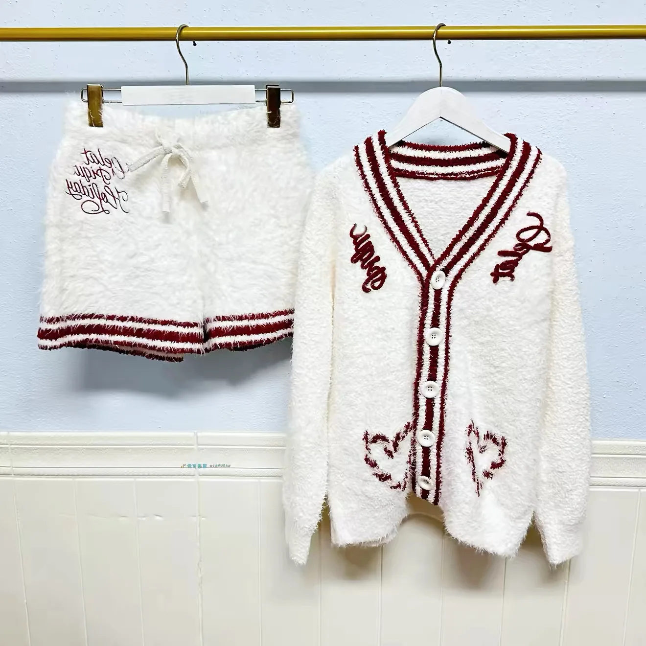 Women's Winter Thermal Pajamas Sets GP Knitted Warm Loungewear Holiday Sleep Female Soft Comfortable Thickened Sleepwear