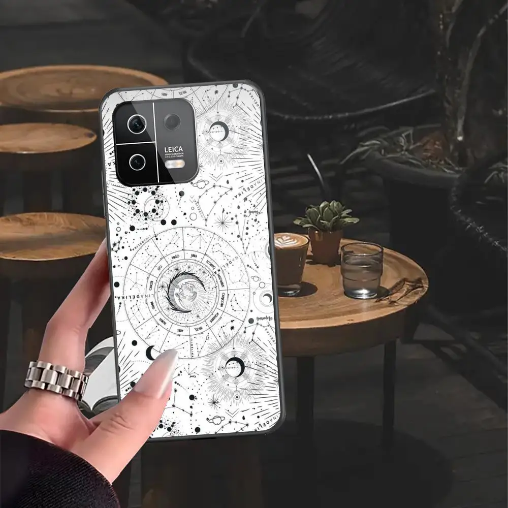 

Moon and stars Phone Case For Xiaomi 14 Ultra 14 13T 13Pro 13 12T 12 11T 11i 11 Black Glass case