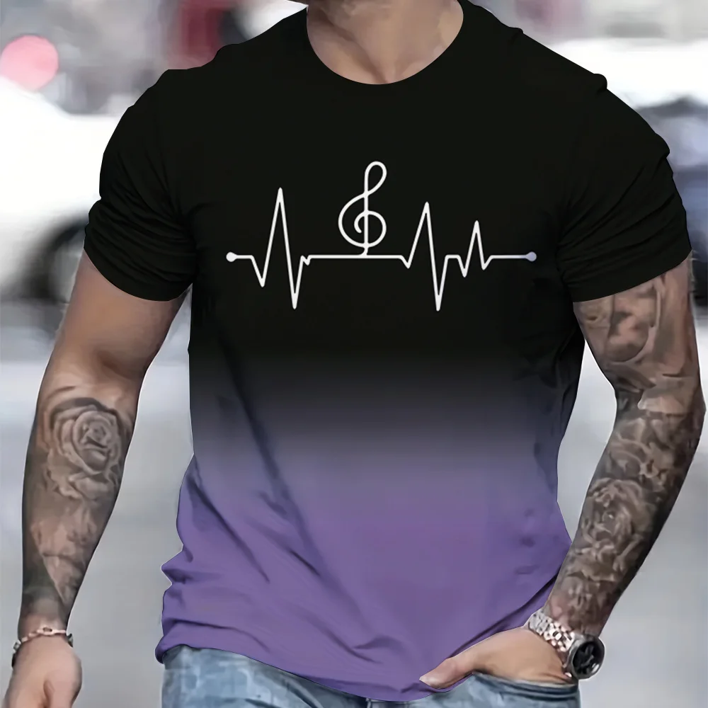 Camiseta informal para hombre, camiseta de manga corta con estampado 3D de ondulación para gimnasio, ropa de gran tamaño para exteriores, novedad de