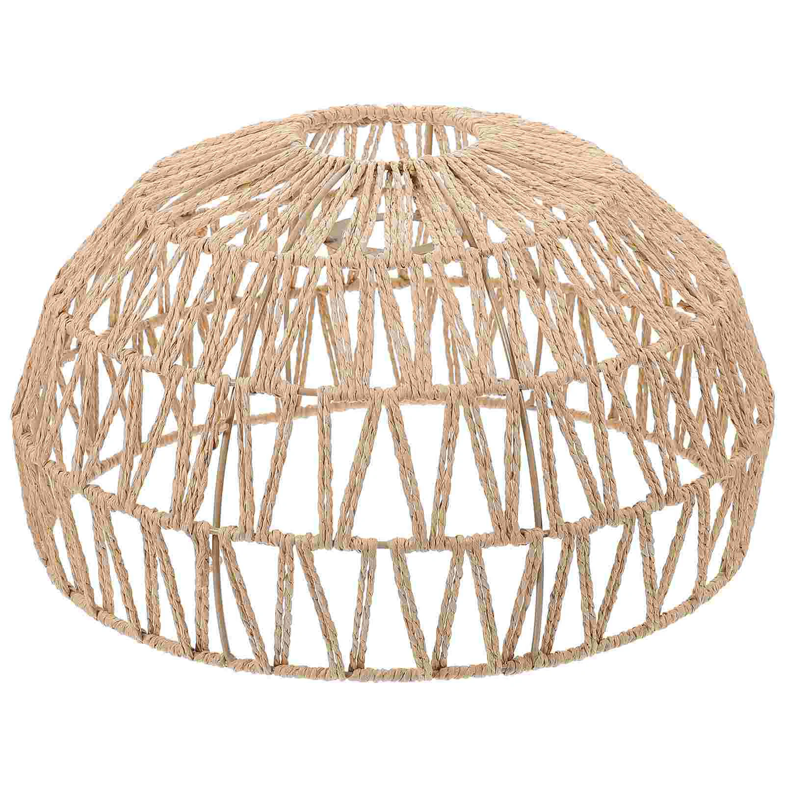 

Rattan Basket Lampshade Woven Pendant Hanging Lamp Shade Seagrass Chandelier Light Cover Dome Shape Rustic Ceiling Fixture