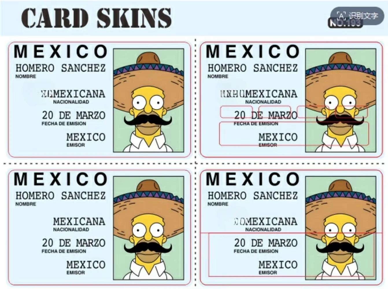 Fashion Matte Sticker HOMERO SANCHE Mexican Express with Anime Characters Debit Card Sticker for Bank Credit Debit Card Gifts