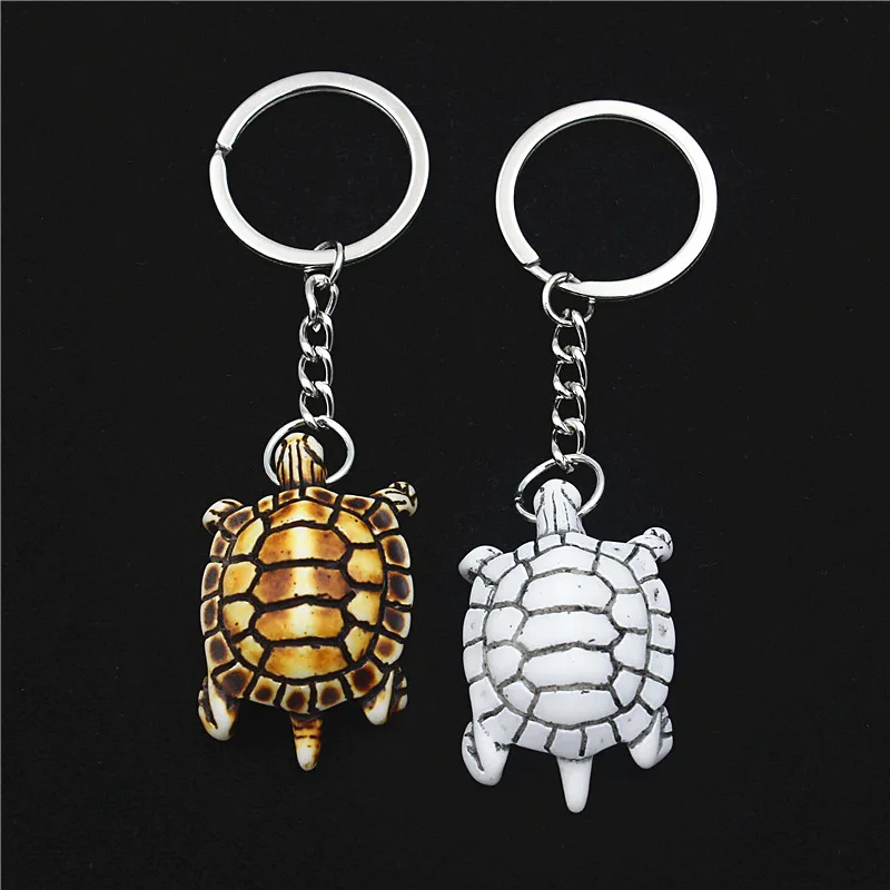 RUEMOY Imitation Bone Resin Turtle Keychain Retro Tortoise Shell Key Ring Artisan Look Bag Pendant Decor Ornament