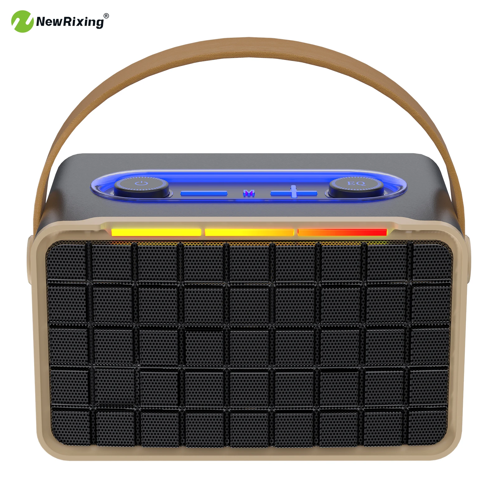 

NEWRIXING Портативная беспроводная мини-колонка, BT-динамик, 14 Вт, большой громкости, многоцветная RGB-подсветка, BT/AUX/USB/TF, для дома, путешествий, на открытом воздухе