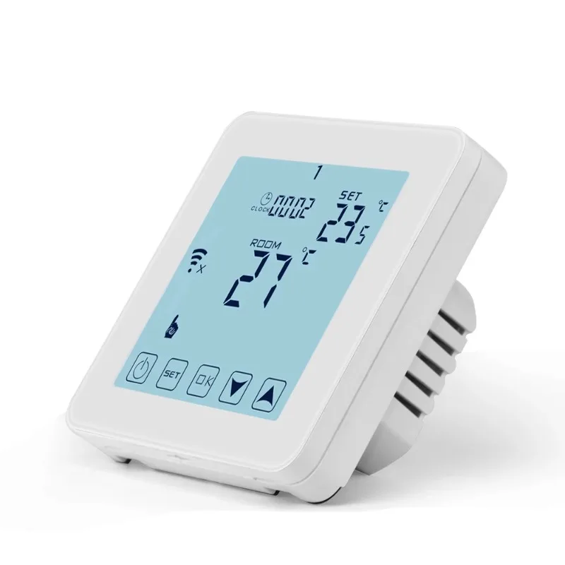 WiFi対応床暖房サーモスタット、ボイラー温水/ソーラー温水器用、7日間制御、16A、EU規格、タッチスクリーン