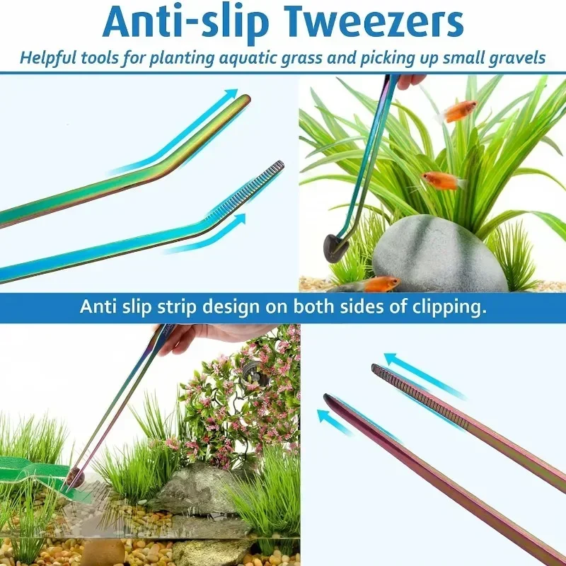 Stainless steel scissors tweezers spatula algae scraper storage rack fish tank water feature plant tools