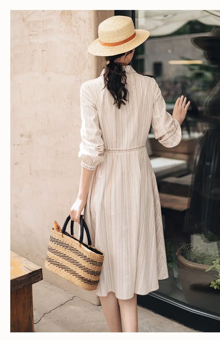 Langärmliges Hemdrockkleid für Damen, mittellanger Taillen-Schlankheits-Hemdrock mit Temperament der neuen High-End-Hemdrock