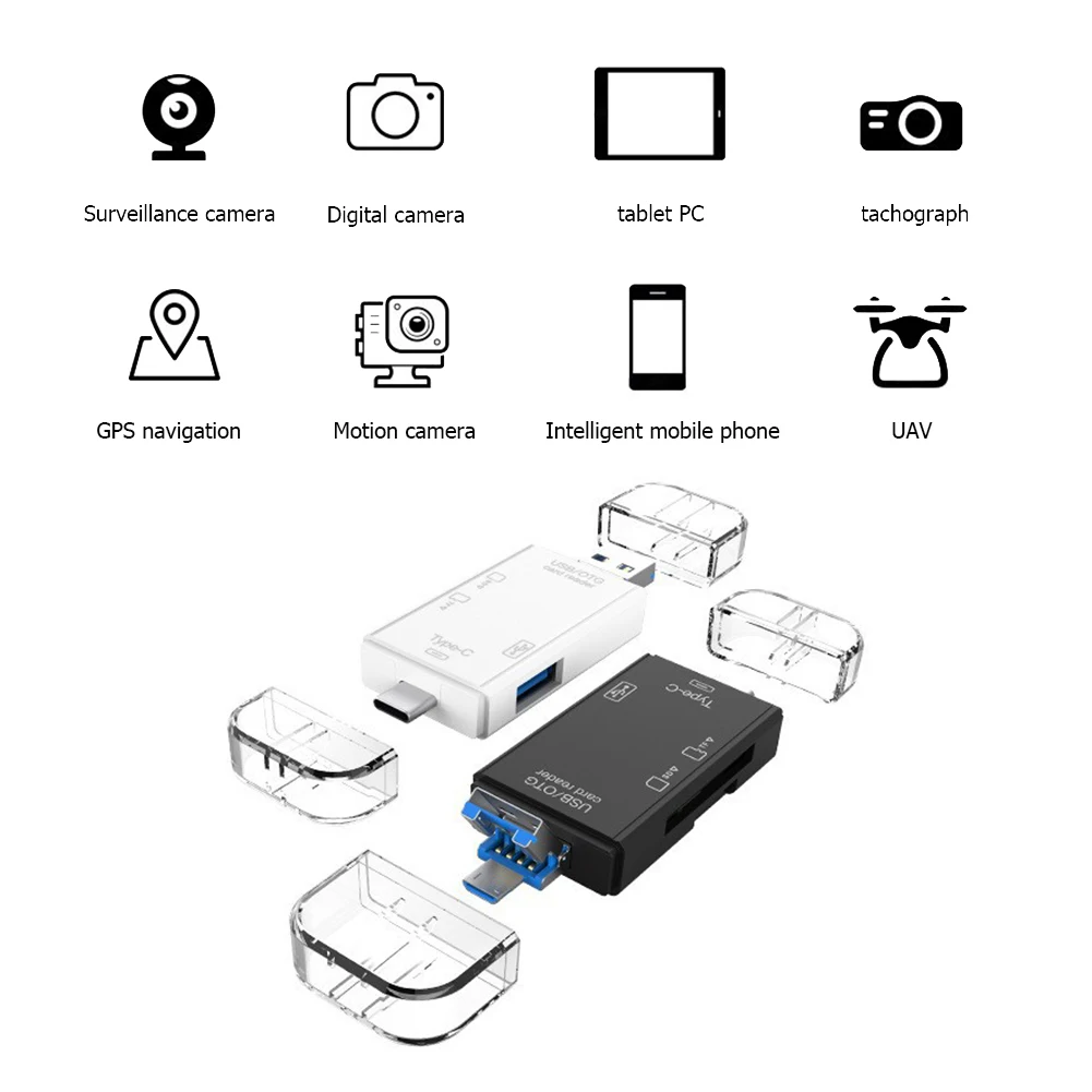 ABIK-6 In 1 USB 3.0 OTG Card Reader For Secure Digital/TF Cardreaders Splitter Adapter For Mobile Phone Computer