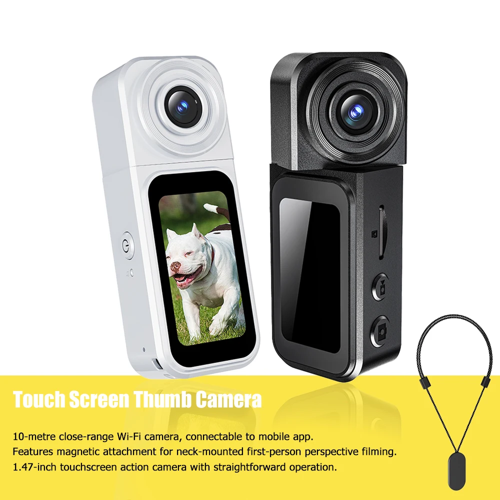 Vandlion A75 cámara deportiva Mini cámara de pulgar pantalla táctil portátil Vlogging 128G cámara deportiva para sesión de fotos POV al aire libre