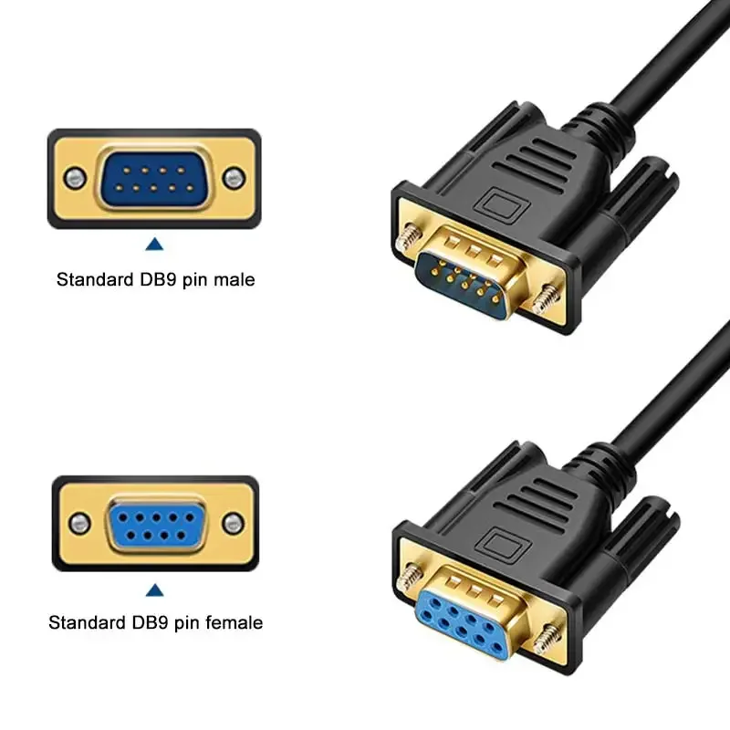 Famele Male DB9 Elbow Head Extension Cable RS232 Connectors Cable RS232 DB9P Serial Coupler Signal Wire 9pin COM Data Cable