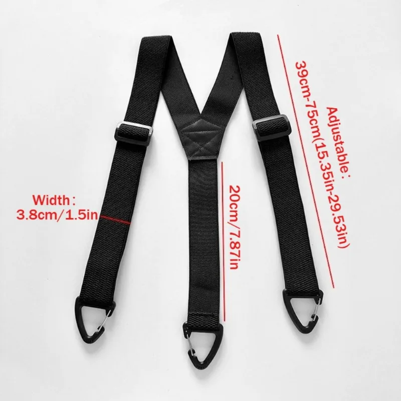 Y Back Heavy Duty Tactical Hidden Suspenders 3.8cm Wide X-Back with 4 Snap Hook Adjustable Elastic Trouser Braces Strap Belt