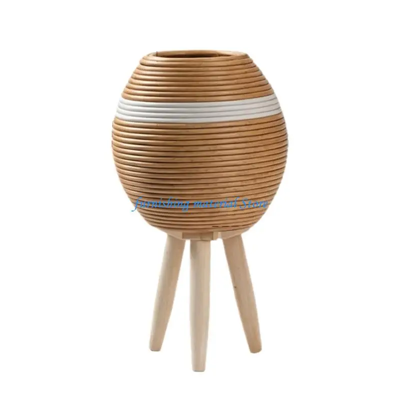 Y5GD Modern Geometrical Plant Holder Imitation Rattan Triangular Stand Flowerpot