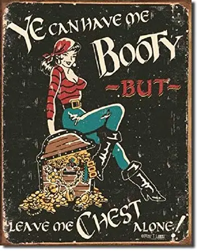 Moore Have My Booty Pirate Retro Funny Humor Bar Wall Decor Metal Tin Sign 8x12in