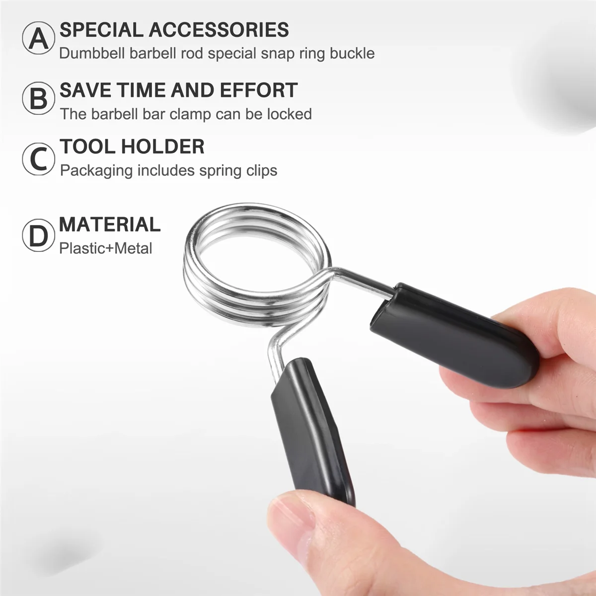 

ABAZJ 1 Pcs Standard 1.1 inch/28mm Barbell Bar Clamps Spring Collar Clips Gym Weight Dumbbell Lock