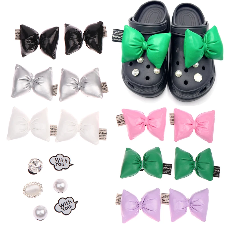 Multi Color Sweet Style Cute Bow Shoe Accessories Fashion Elegant Shoe Charms for Sandals Shoe Buckle Decorations