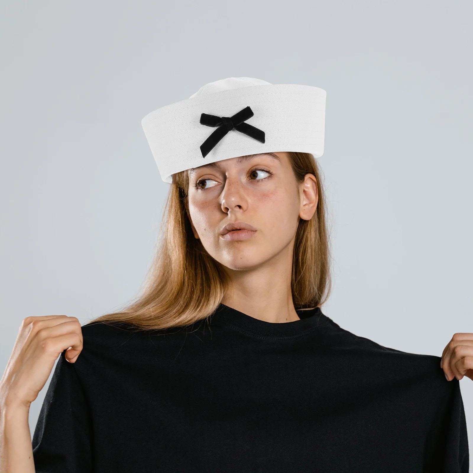 Chapéu de Marinheiro com Laço, Bonito e Fashion, Chapéu Respirável para Mulheres, Ideal para Festas ao Ar Livre, Cosplay, Iate e Barco