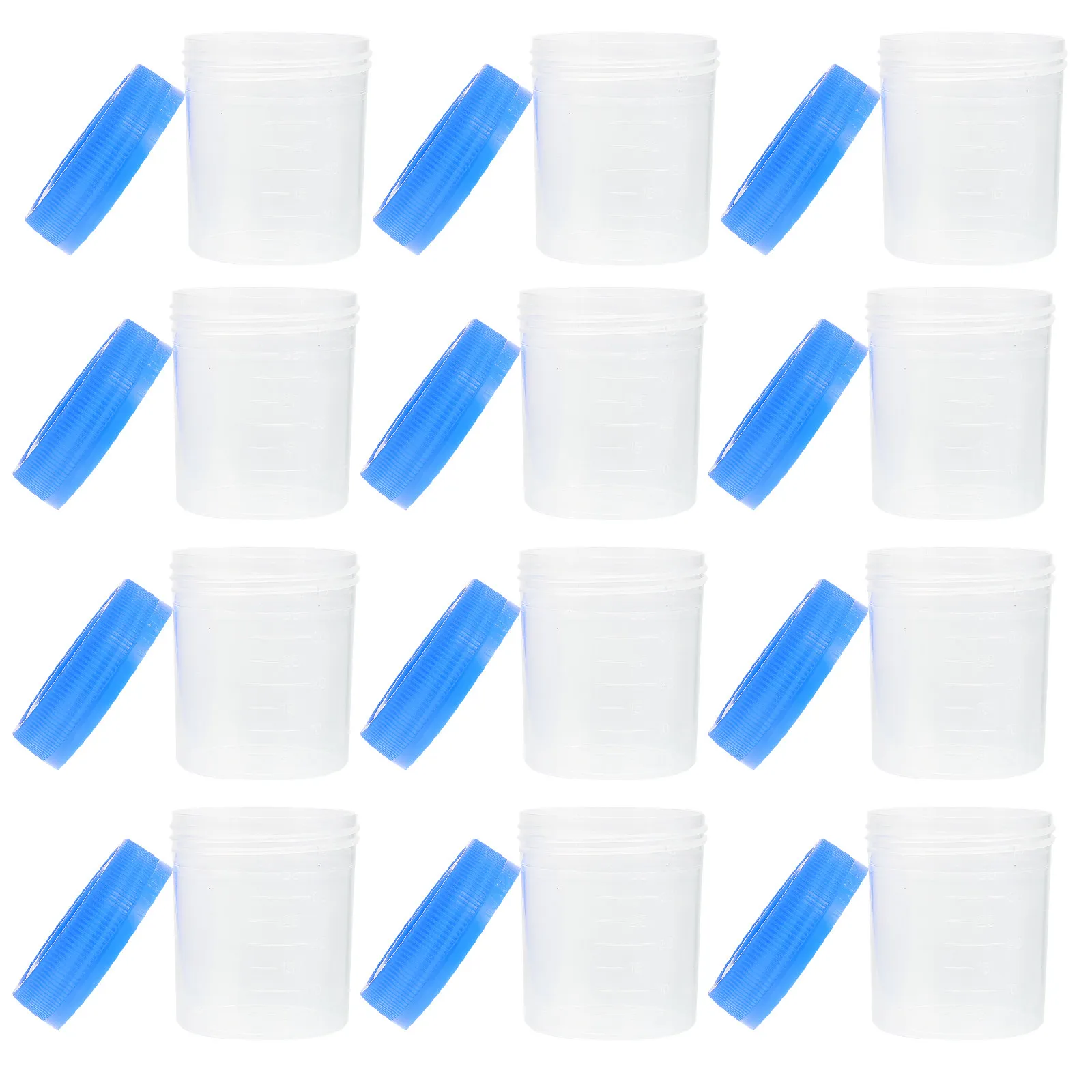 

Набор из 25 герметичных контейнеров для образцов с крышками: медицинские стаканчики для сбора и тестирования мочи, кала, мокроты, а также стаканчики для определения содержания в кале