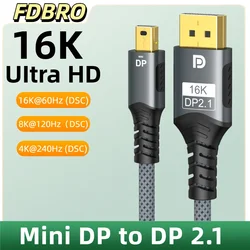 16K Mini DisplayPort to DisplayPort Cable DP1.4 16K60Hz Bi-Directional Transmission DP to Mini DP Cables for MacBook Air Monitor
