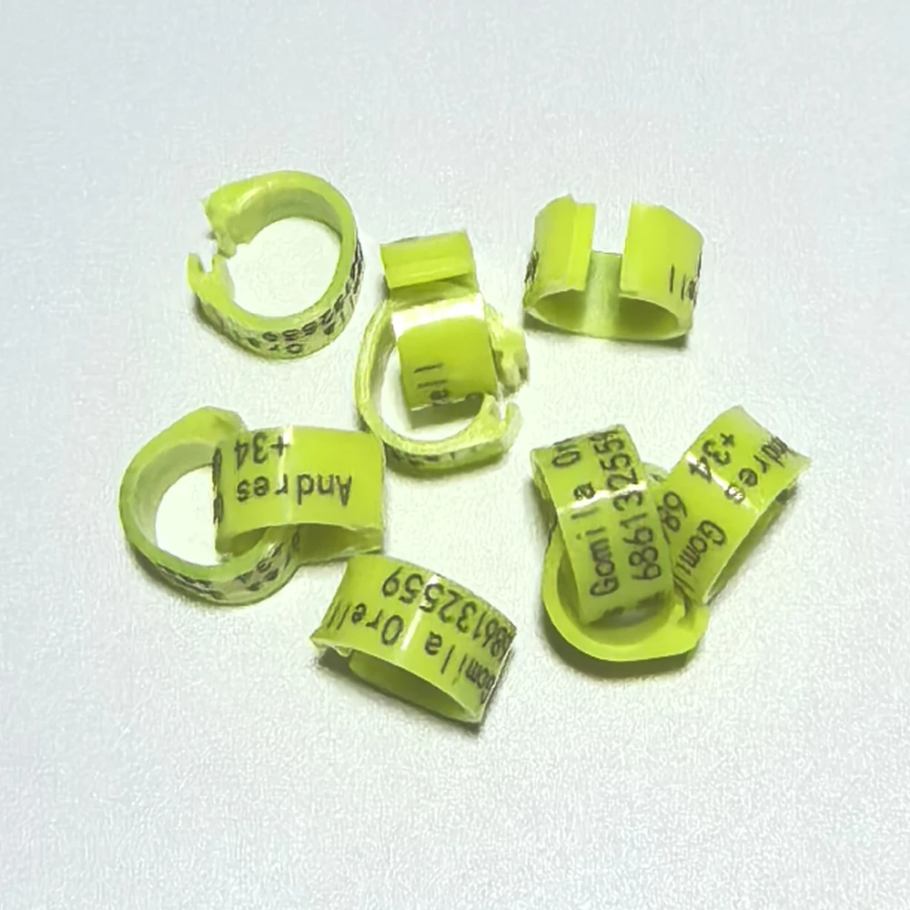 Anneaux de Pigeon de qualité professionnelle 8MM, 100 pièces, bandes de jambes gravées au Laser personnalisées pour Pigeons et pommes de course, anneaux de pied