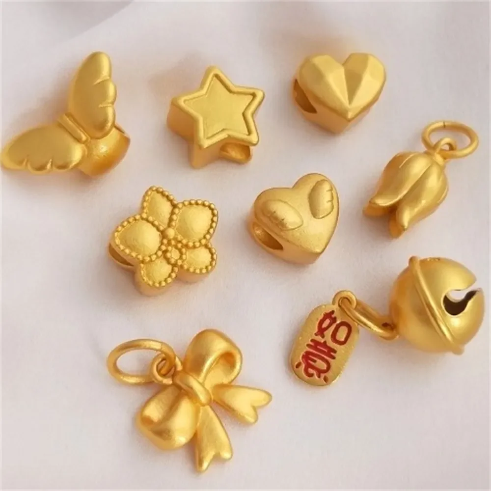 Sand Peach Shaped Pentagonal Star Large Hole Separated By Beads Butterfly Knot Flower Bud Bell Pendant DIY Pendant Accessories