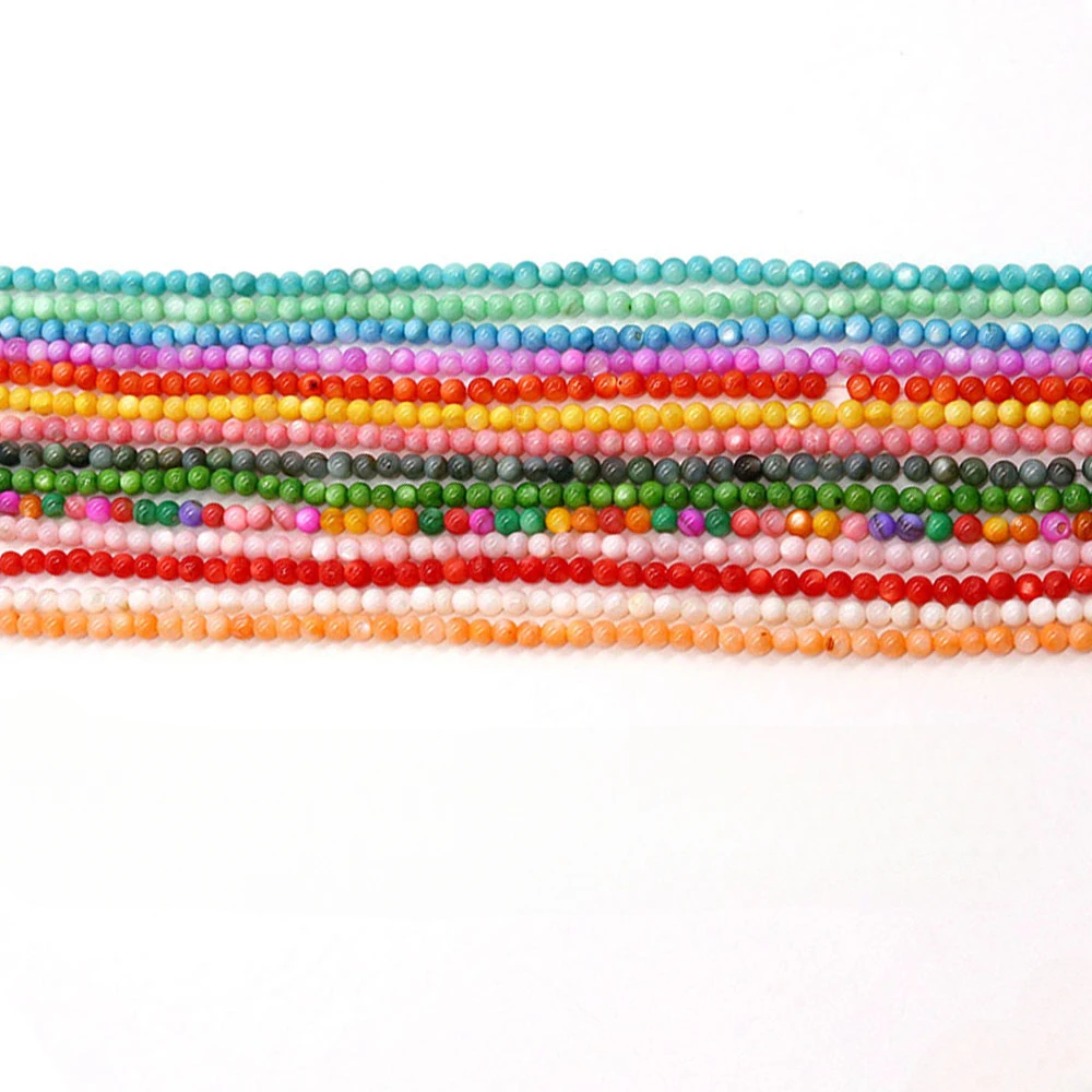 Cuentas de concha Natural de 2/3/4mm, cuentas de aislamiento sueltas de nácar de forma redonda para la fabricación de joyas, collar de pulsera DIY