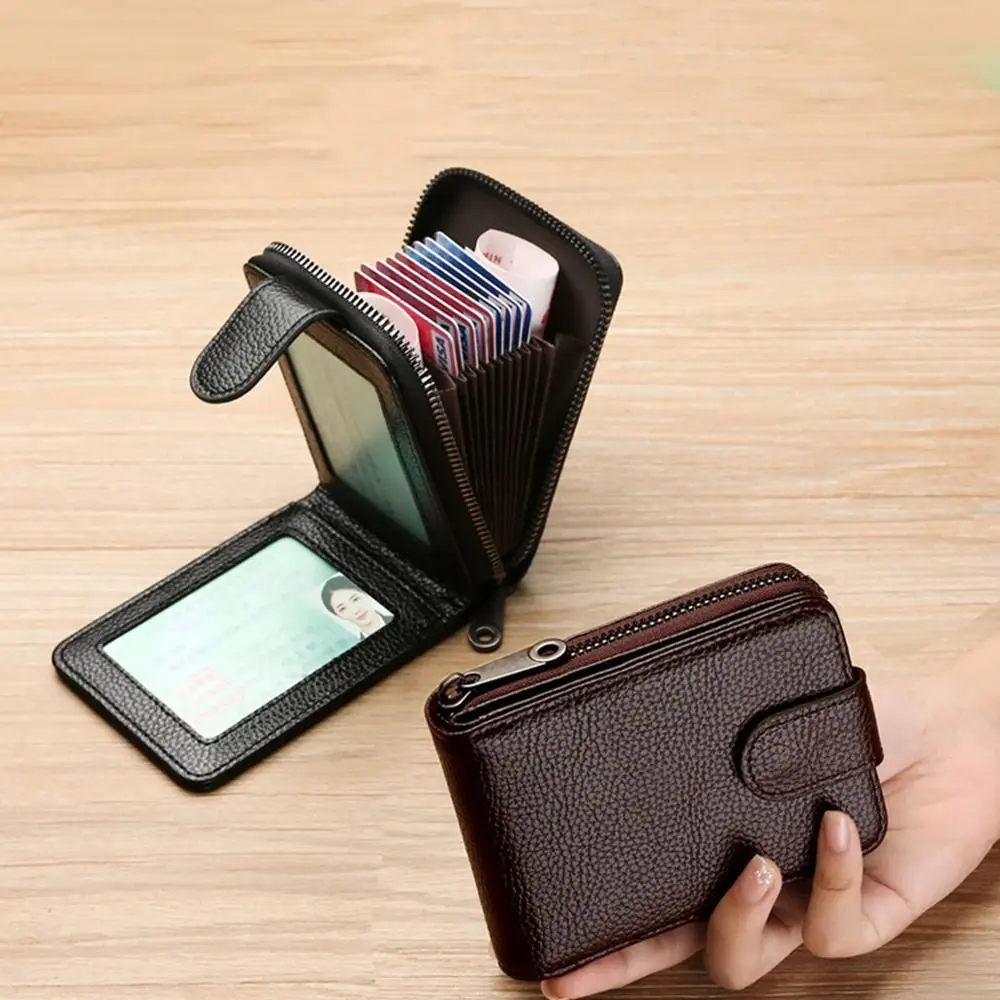 11/16 Slots PU Leather Card Holder with Buckle Large Capacity Portable Coin Purse Multipurpose Compact Small Card Bag Outdoor