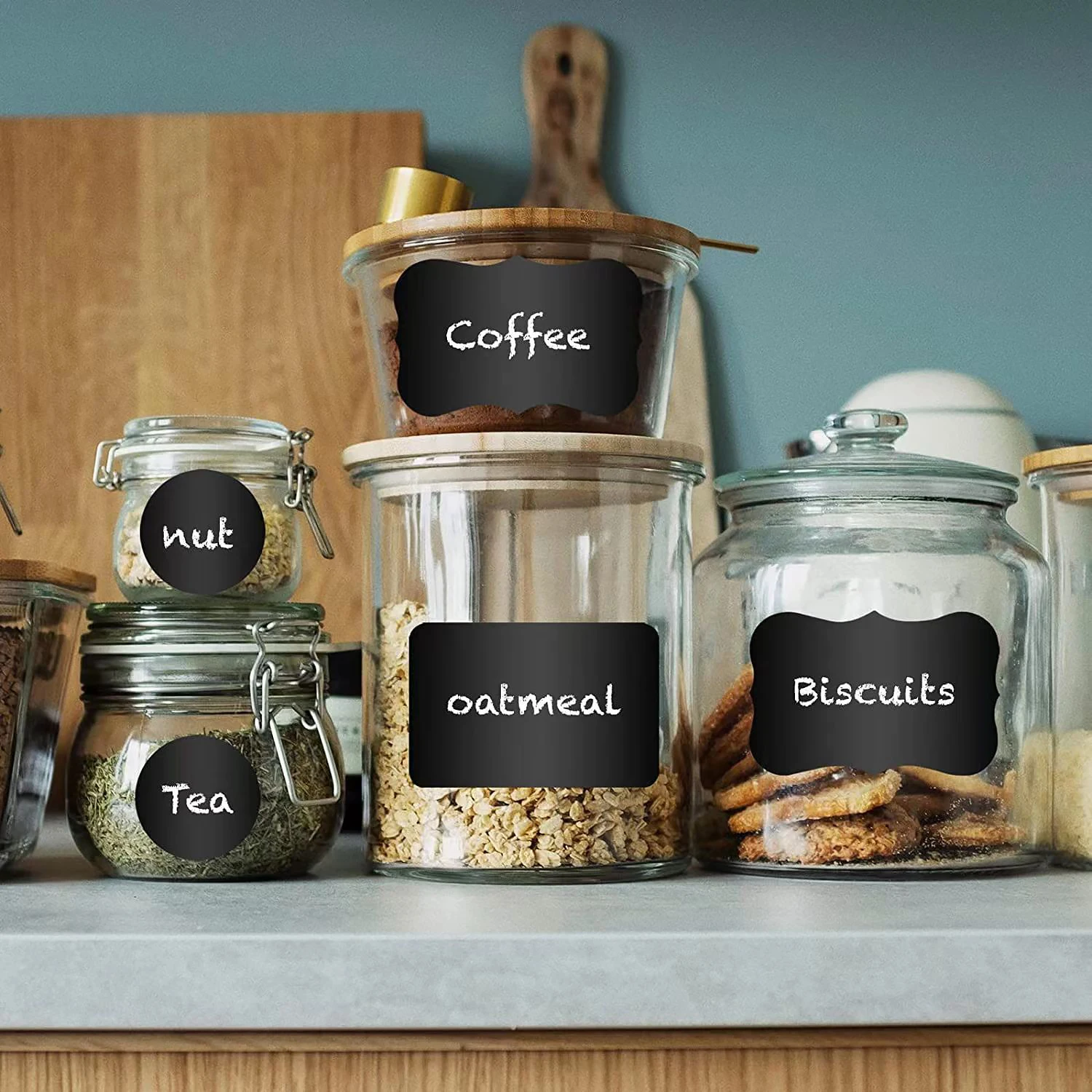 Reusable label stickers, Waterproof Blackboard Label, Spice label stickers, household jar bottle labels, kitchen organizer