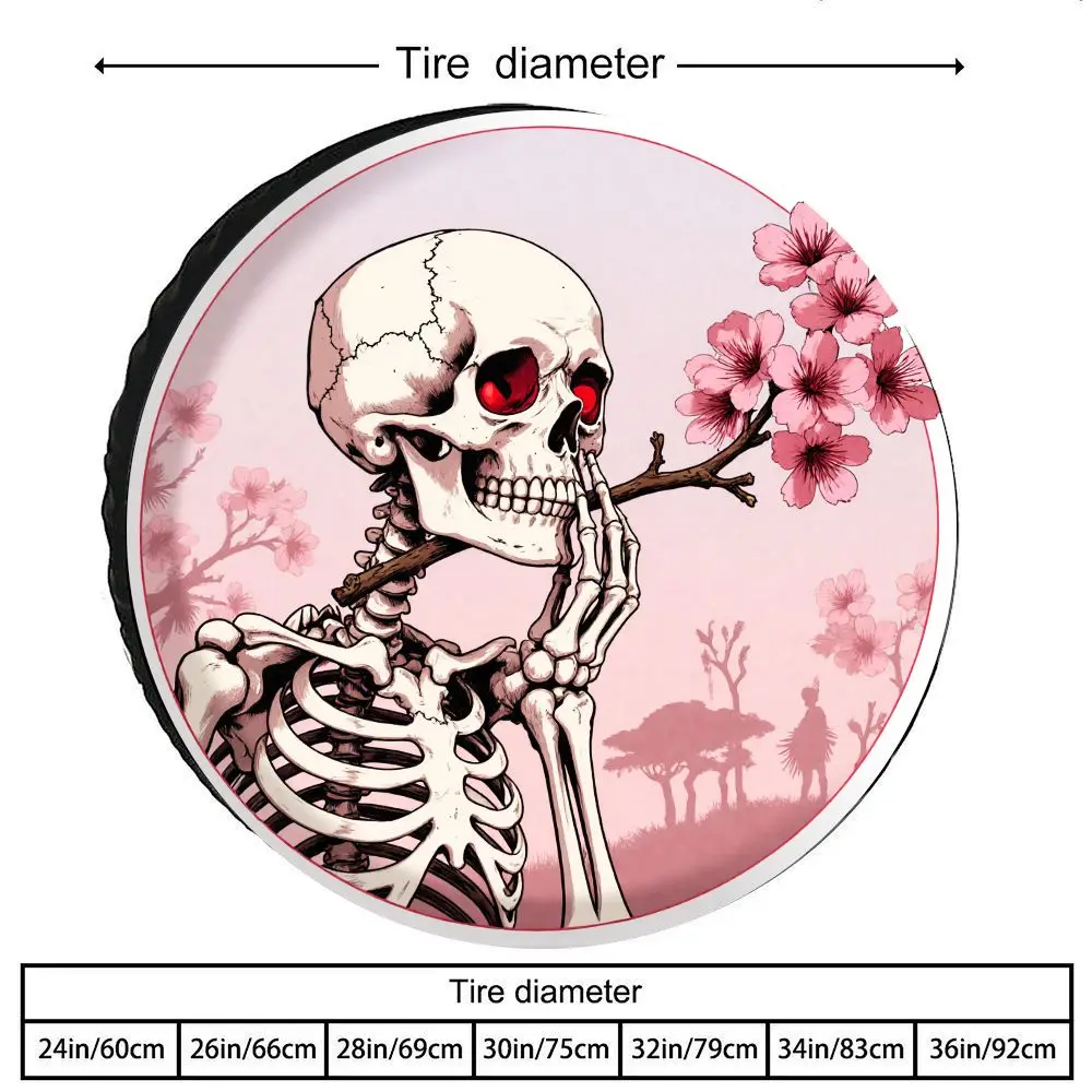 Skeleton Cherry Blossom Spare Tire Cover Artistic Polyester Durable SUV Truck Protector