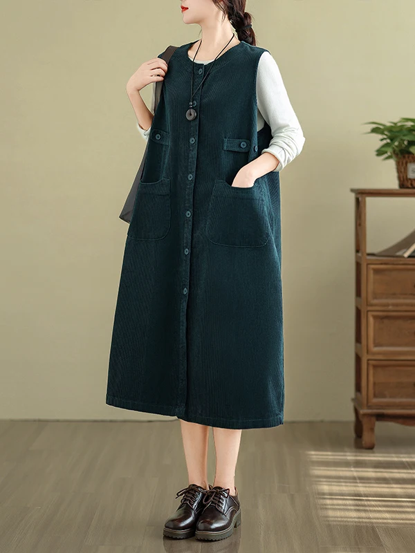 

Аутентичный винтажный цветной вельветовый Svel Dr, осенне-зимний кардиган средней длины, жилет Dr, круглый, на одной пуговице