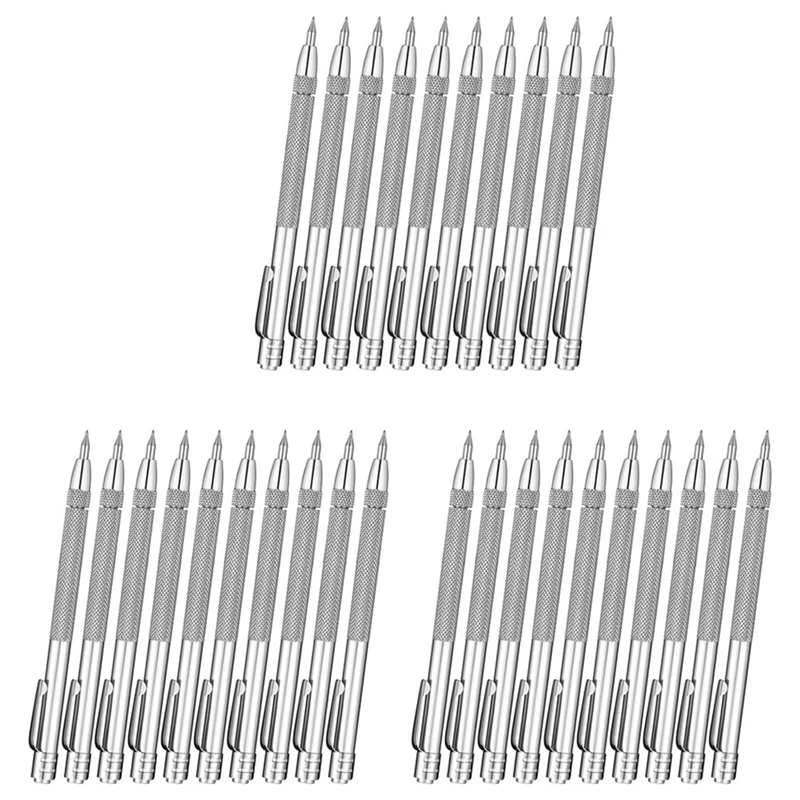 Gravura Pen Gravura com Clip, Carboneto de tungstênio Scriber, Ímã de alumínio, Cerâmica Vidro e Mármore, 30 PCs