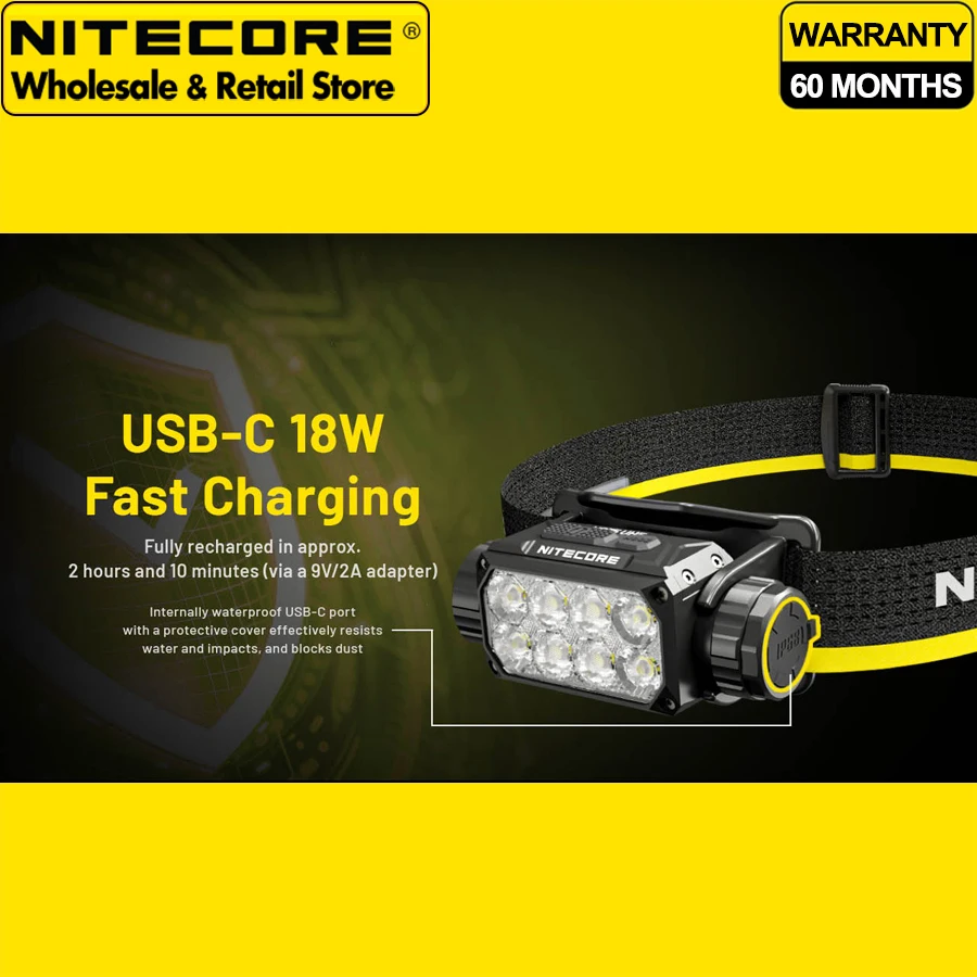 USB-C 18 واط شحن سريع NITECORE HC75 UHE 3000 لومن E-focus كشافات العمل مع بطارية ليثيوم أيون 5500 مللي أمبير