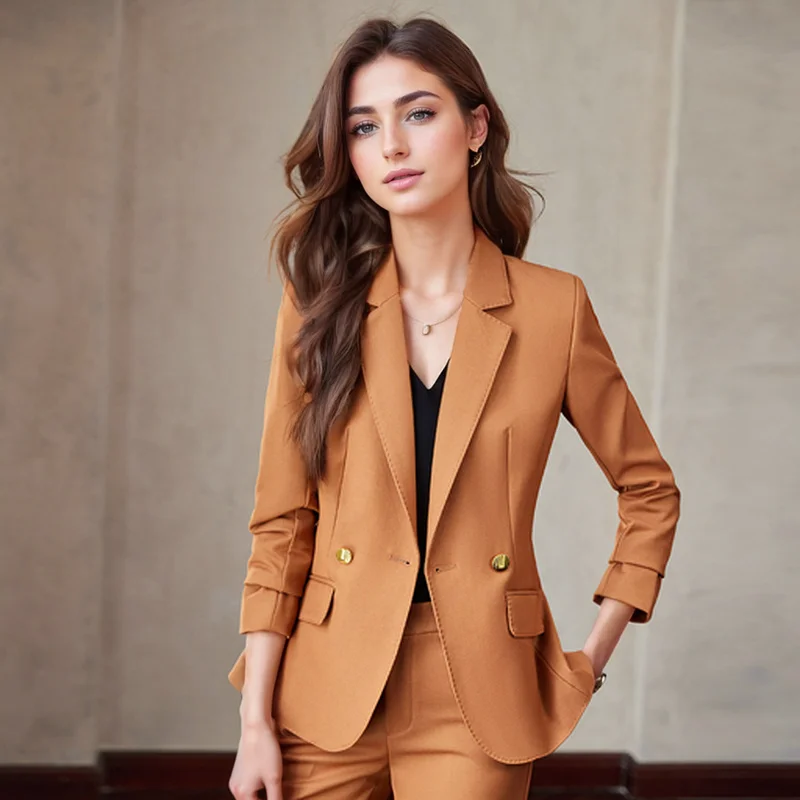 ZJYT Elegant Chic Formal Blazer Pants Sets for Women 2 Pieces Trousers Matching Sets Suit Jacket Coat Conjunto Feminino Outfit