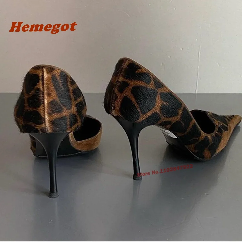 Spicy Girls Pointy Toe Leopard Pumps Stiletto Heels Shallow Side Air High Heels 2024 Newest Sexy Party Shoes Elegant Women