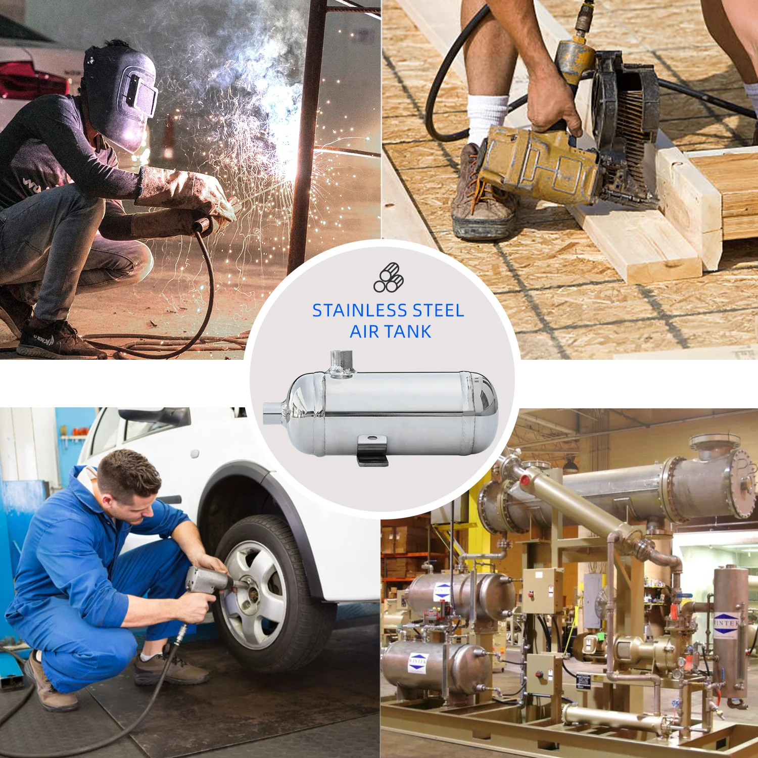 0.3L Air Compressor Tank Air Pressure Tank Small Gas Storage Tank Portable Stainless Steel Air Tank Cylinder