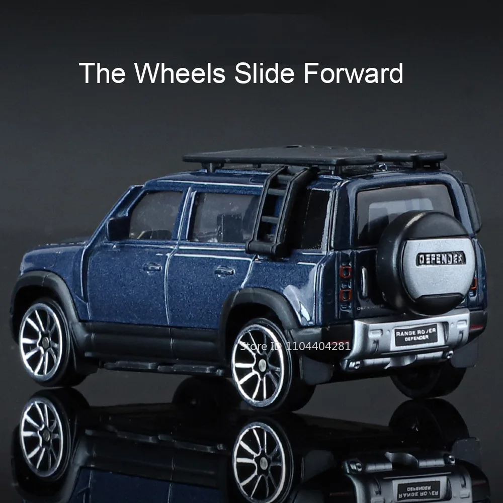 1:64 масштаб Land Rover Defender 110, модель из сплава, миниатюрный автомобиль, литые под давлением игрушки, колеса, слайд вперед, домашний декор для детей, подарки