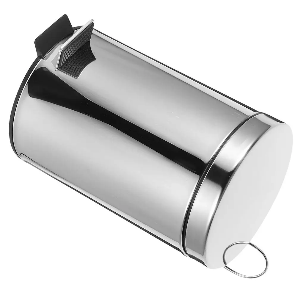 

Compact Stainless Steel Trash Can with Foot Pedal Strong Capacity Lid Cover for Indoor Use Bathroom Bedroom Kitchen Garbage Bin