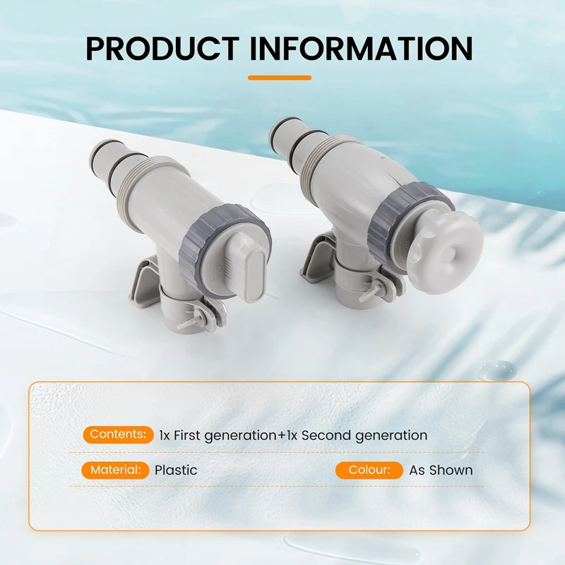 2PCS Pool Hose Adapter, Swimming Pool Replacement Pool Hose Bracket And Plunger Valve For Above Ground Swimming Pool