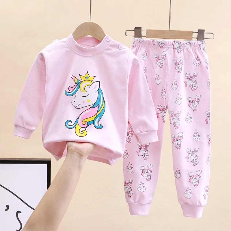 Girls Pajamas Sets Baby 100% Cotton Full Sleeve Sleepwear Children Animal Nightwear Kids Pijamas Boys Cartoon Pyjamas DS39