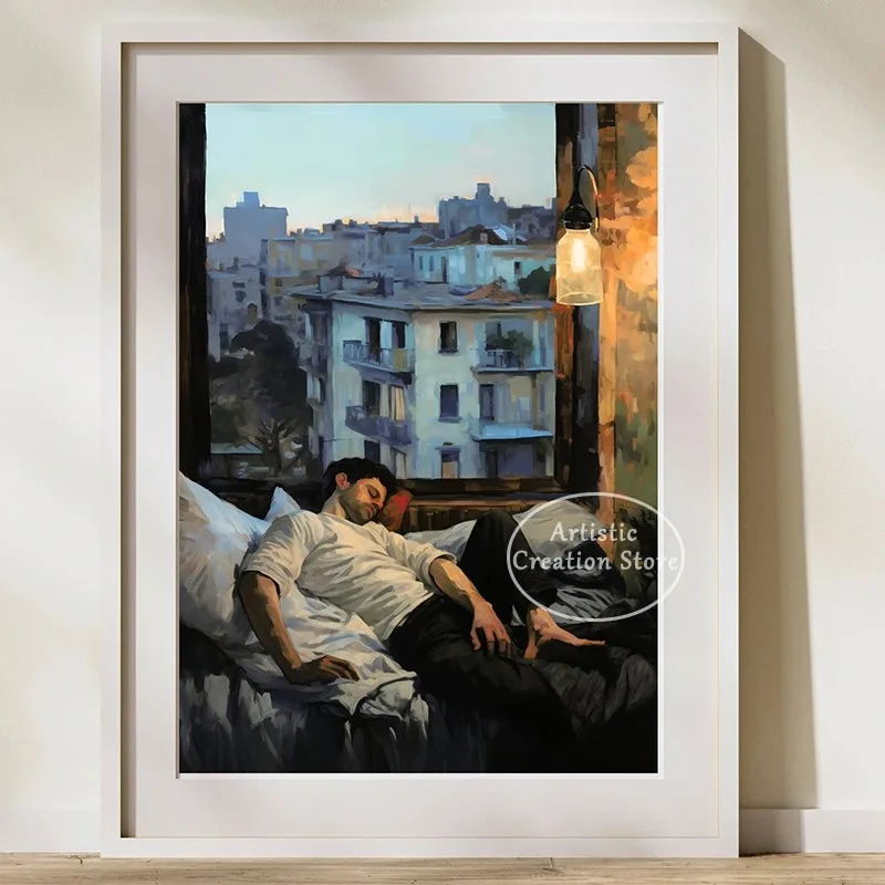 Gay Couple Kiss Romantic Poster Gay Prints Canvas Oil Painting Wall Art Pictures Living Room Bedroom Wall Home Decor Gay Gifts